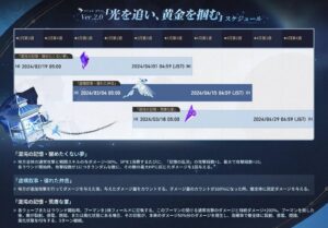 【崩スタ】Ver.2.0「光を追い、黄金を掴む」スケジュールが公開されたぞ！